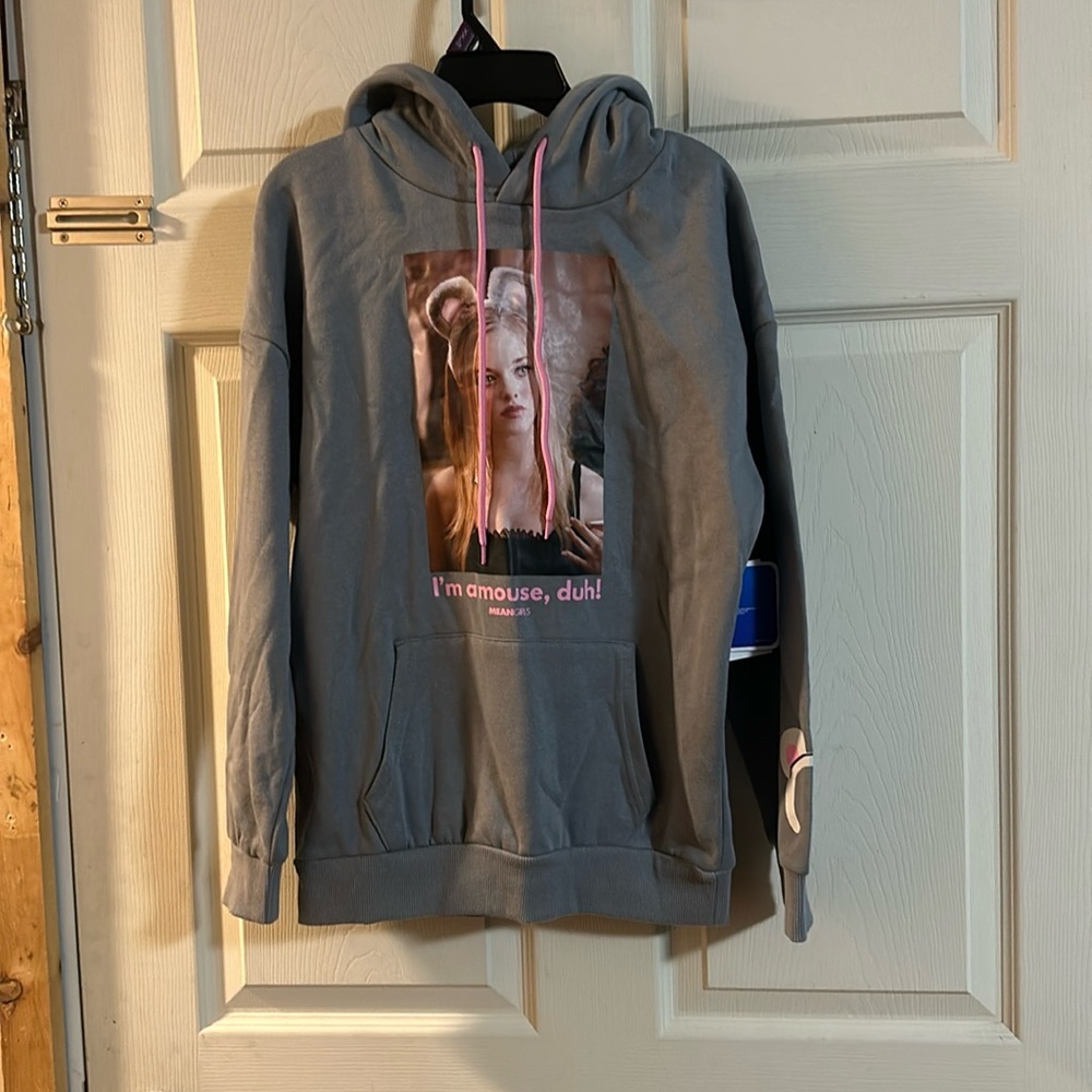 Mean Girls "I'm a mouse, duh!" Graphic Hoodie: GRAY: NEW WITH TAGS: SIZE XXS